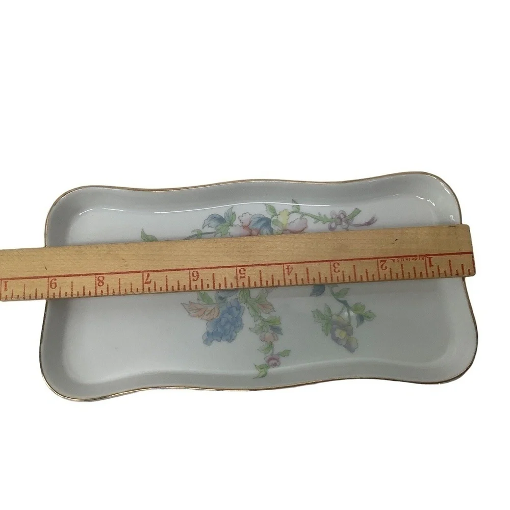 Vtg Andrea By Sadek Plate Tray Porcelain Made In Japan # 9920‎ Floral White Blue